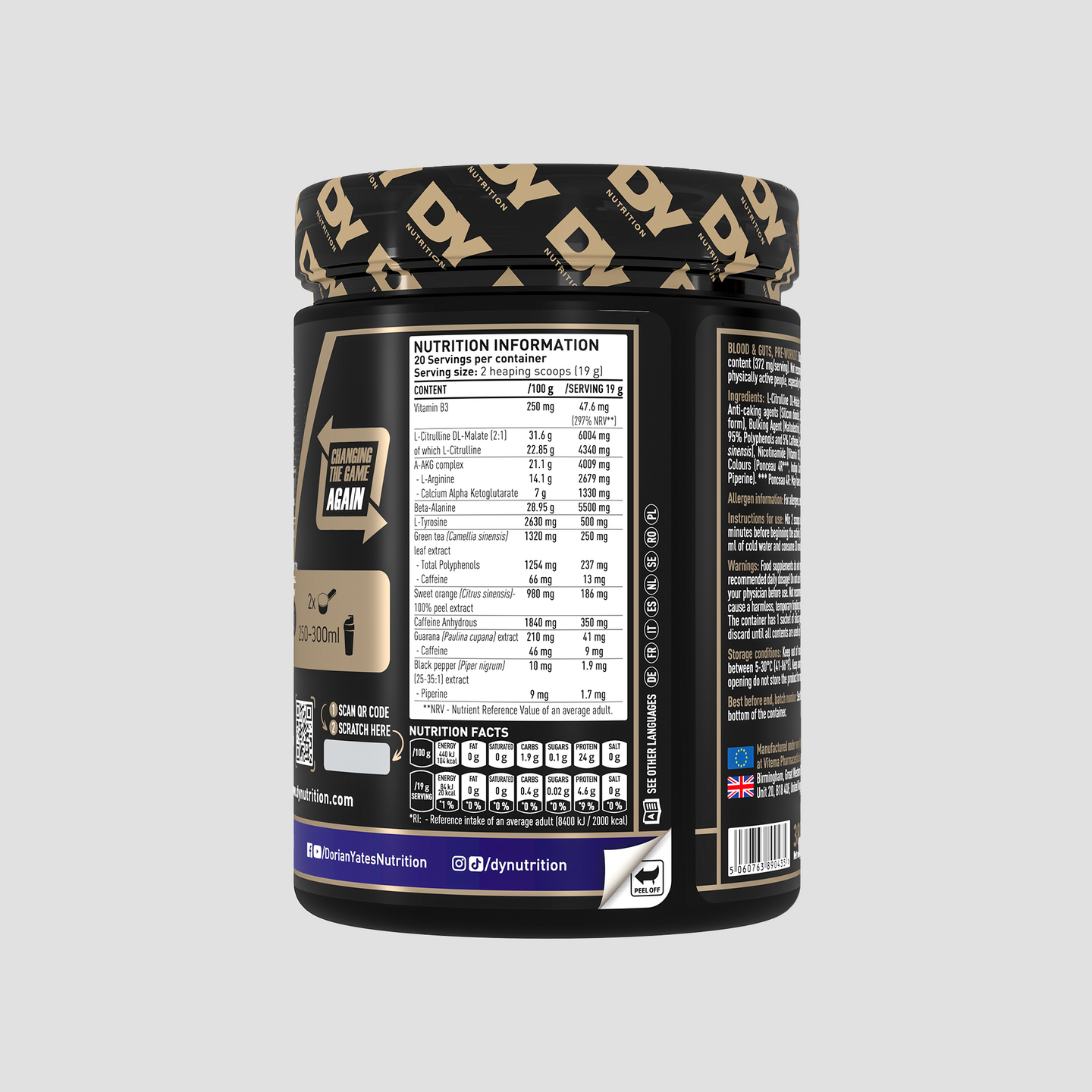 Pre-workout Blood & Guts 380g, 20 de serviri