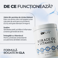 Borage Oil + Vitamin E DY Life, 30 Softgels, 30 Serviri