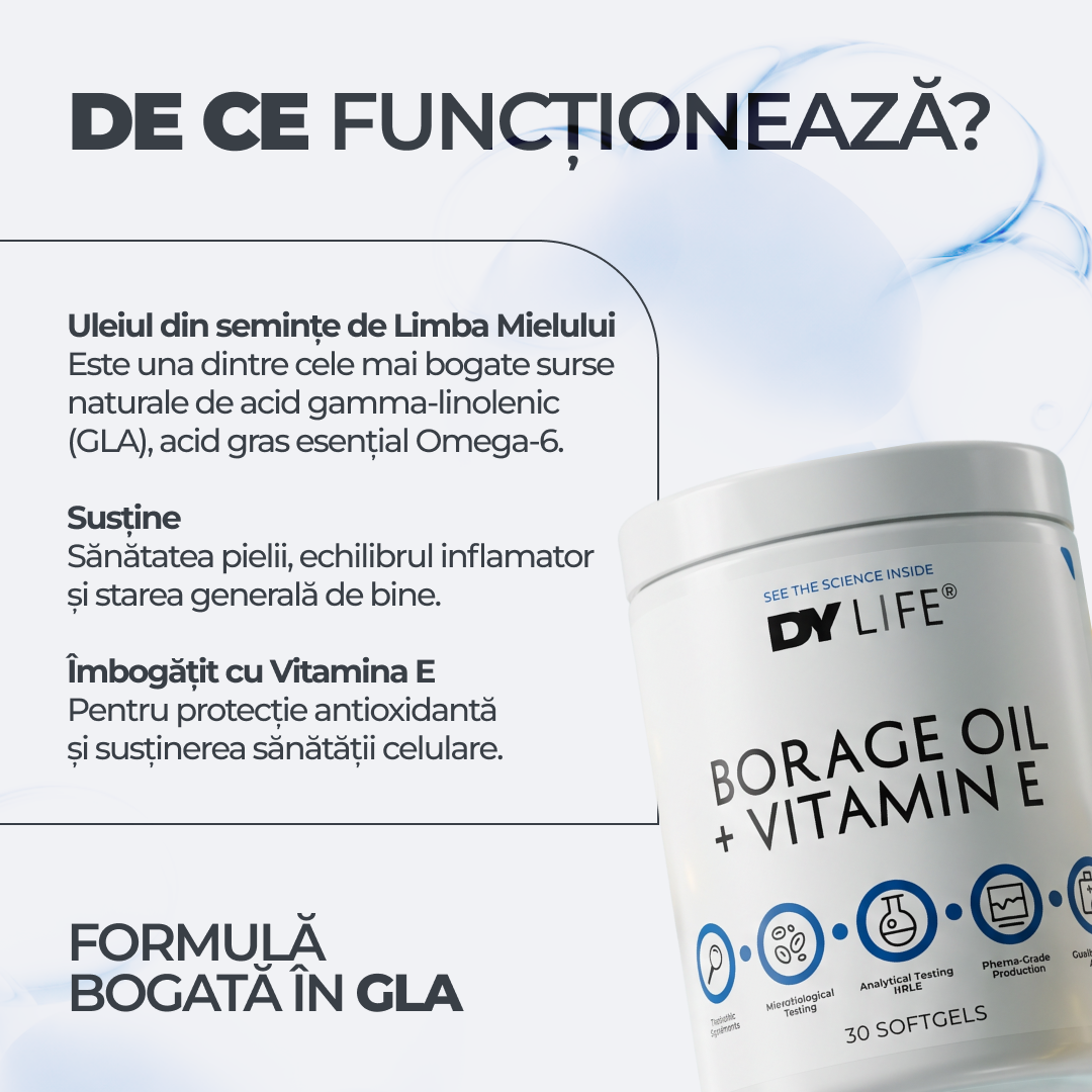 Borage Oil + Vitamin E DY Life, 30 Softgels, 30 Serviri