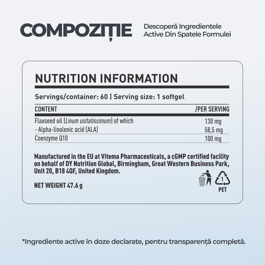 Coenzyme Q10 100 mg DY Life, 60 Softgels, 60 Serviri