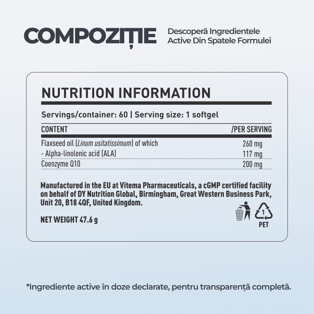 Coenzyme Q10 200 mg DY Life, 60 Softgels, 60 Serviri