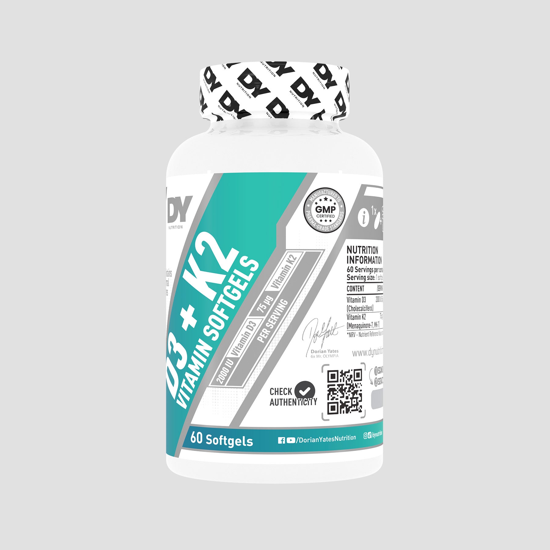 Vitamina D3+K2, 60 de capsule moi, DY Nutrition
