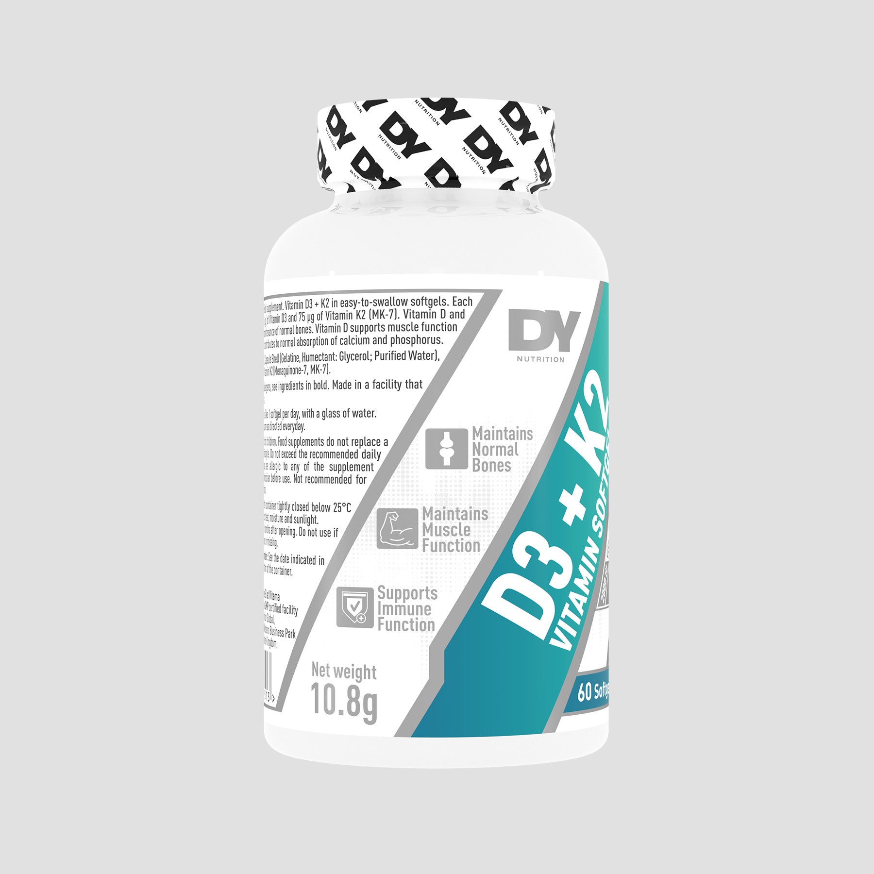 Vitamina D3+K2, 60 de capsule moi, DY Nutrition