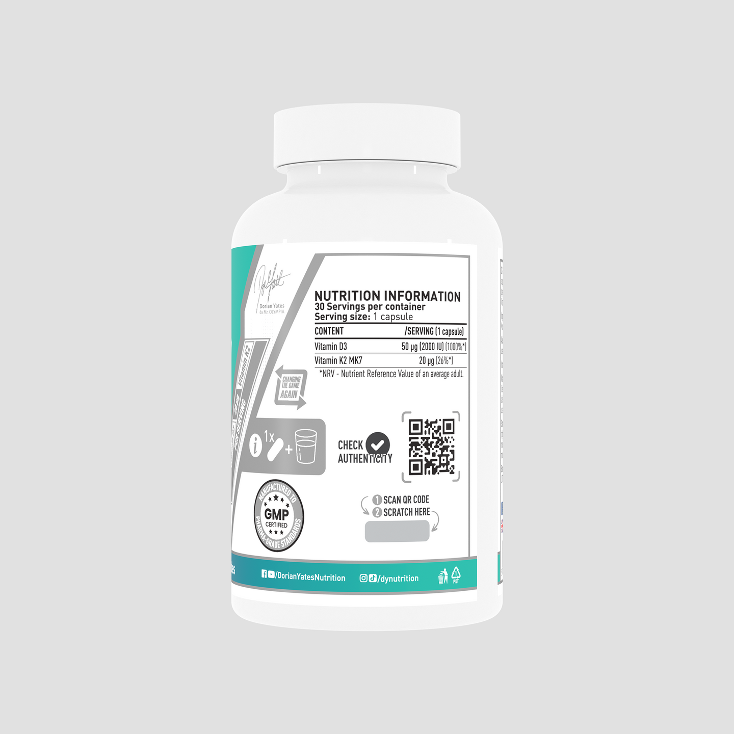 Vitamina D3+K2, 30 de capsule, DY Nutrition