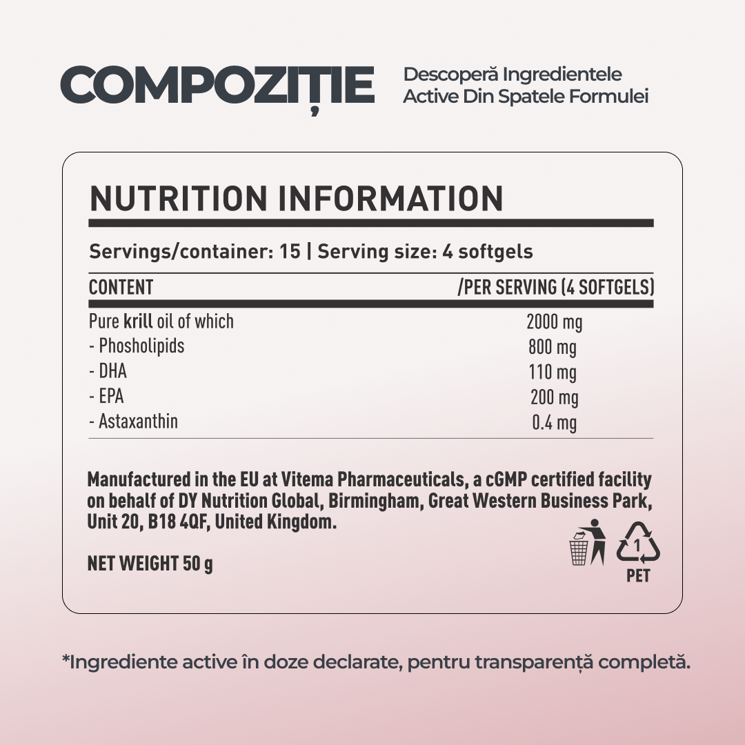 Krill Oil DY Life, 60 Softgels, 15 Serviri