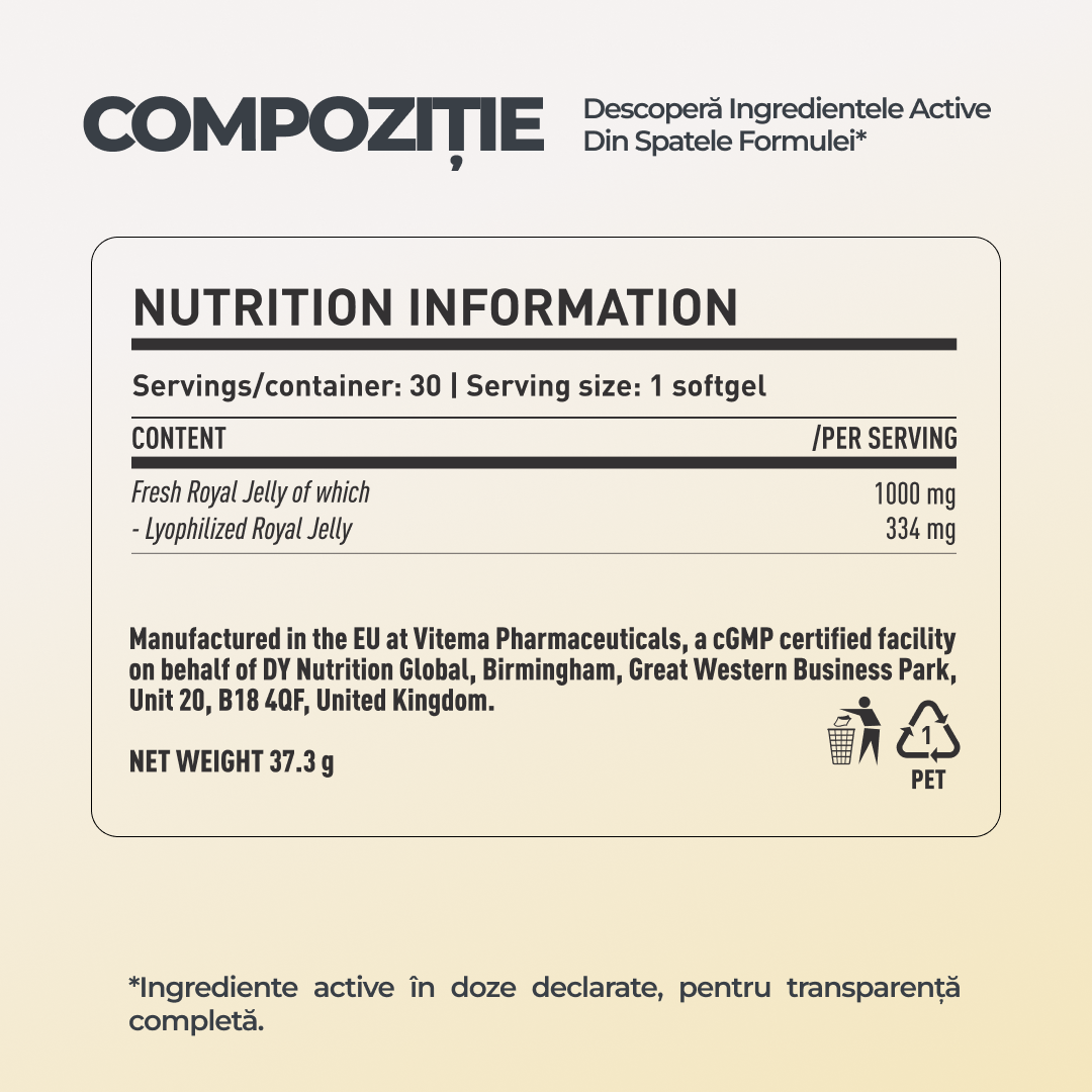 Lyophilized Royal Jelly DY Life, 30 Softgels, 30 Serviri