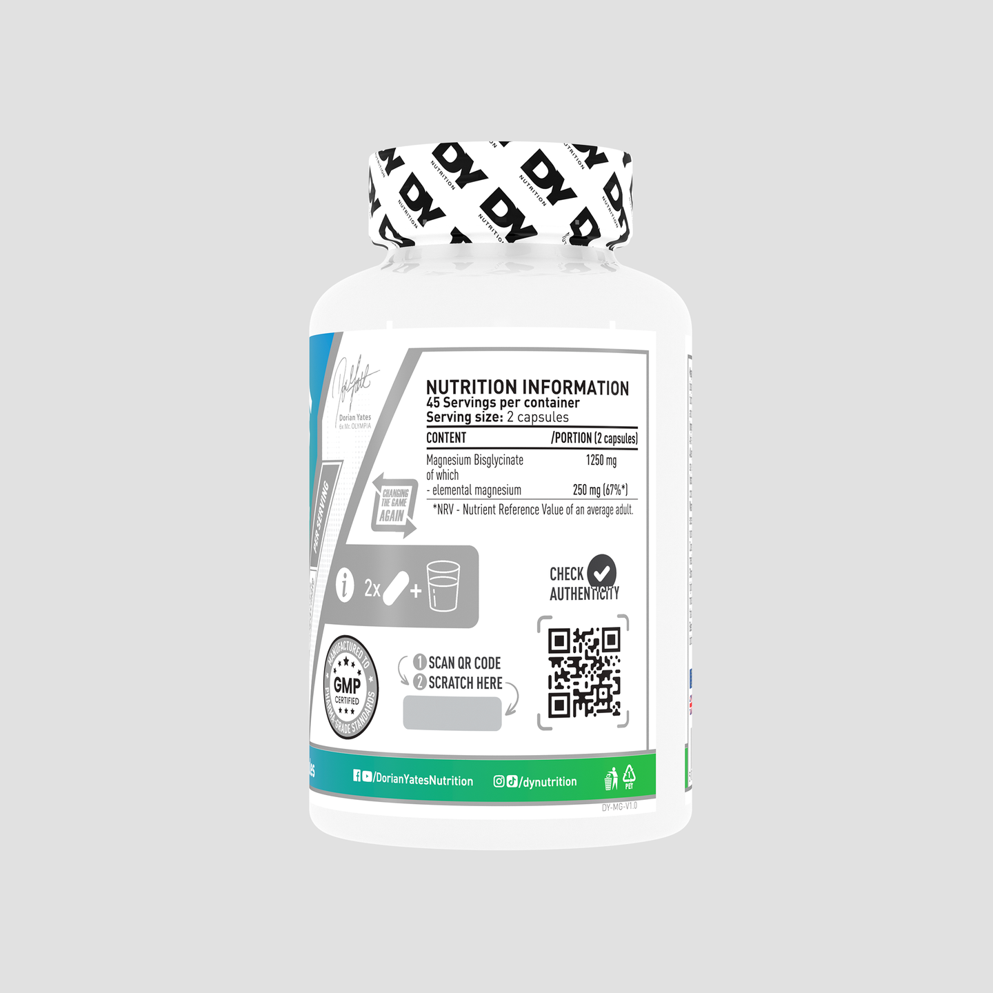 Magneziu Bisglicinat DY Nutrition, supliment alimentar, 90 de capsule