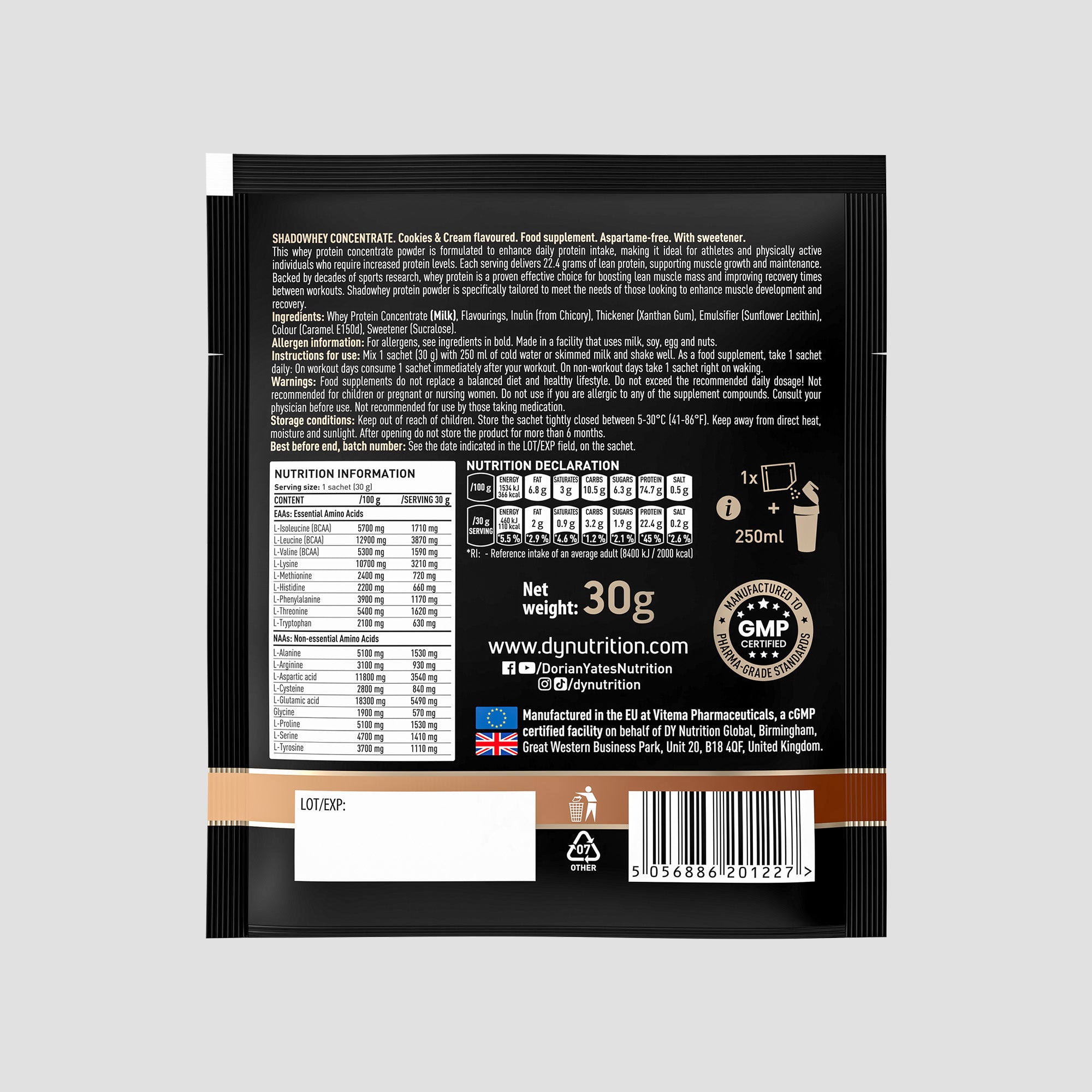 Proteină Concentrată Shadowhey DY Nutrition - Plic la 30 Grame
