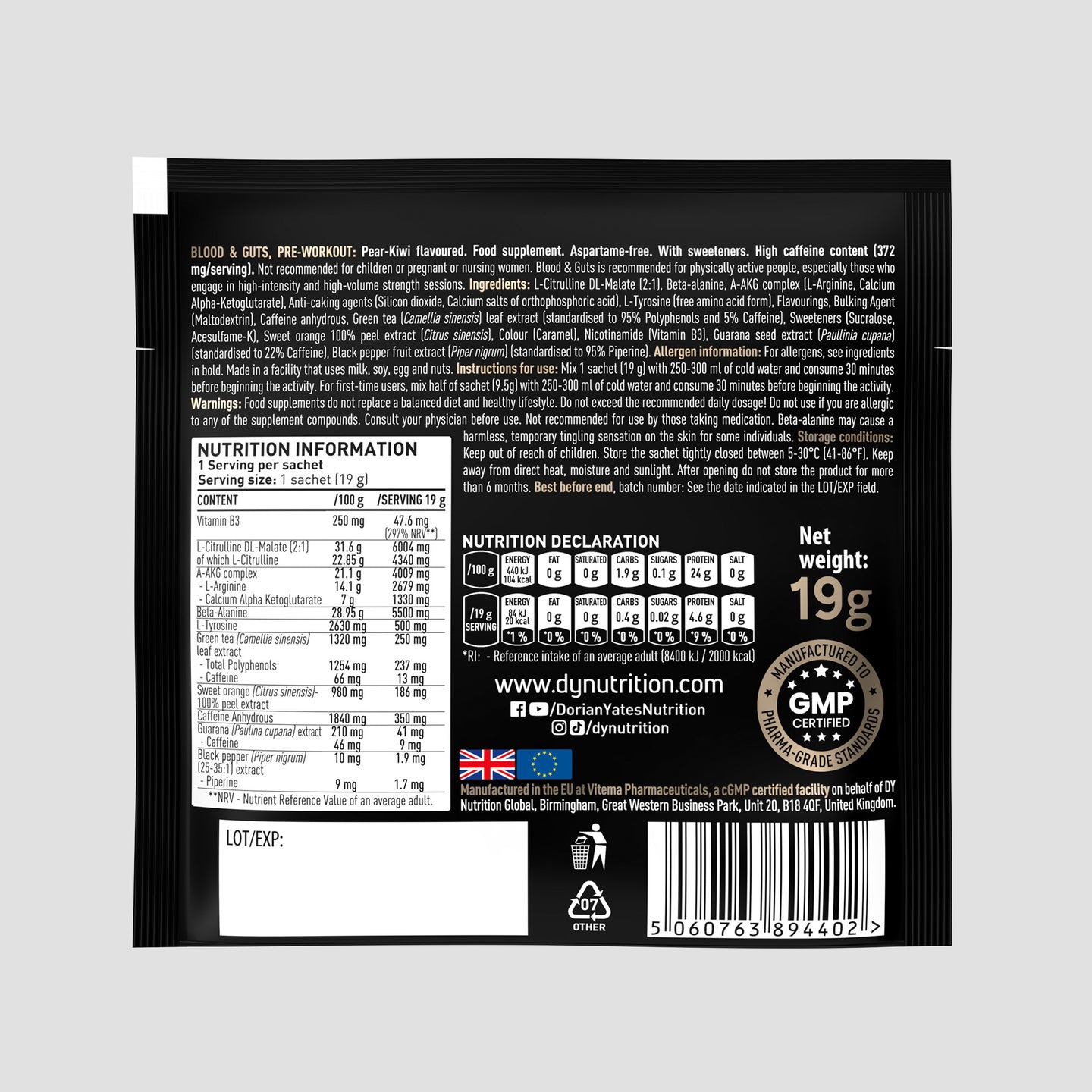 Blood & Guts  Pre-Workout - Plic 19g