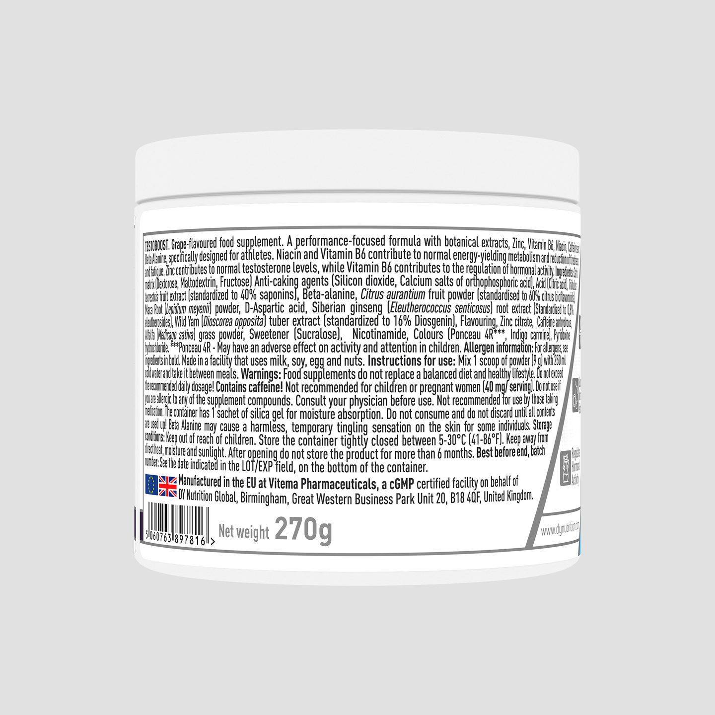 Supliment pentru bărbați, Testoboost, 270g, 30 de serviri