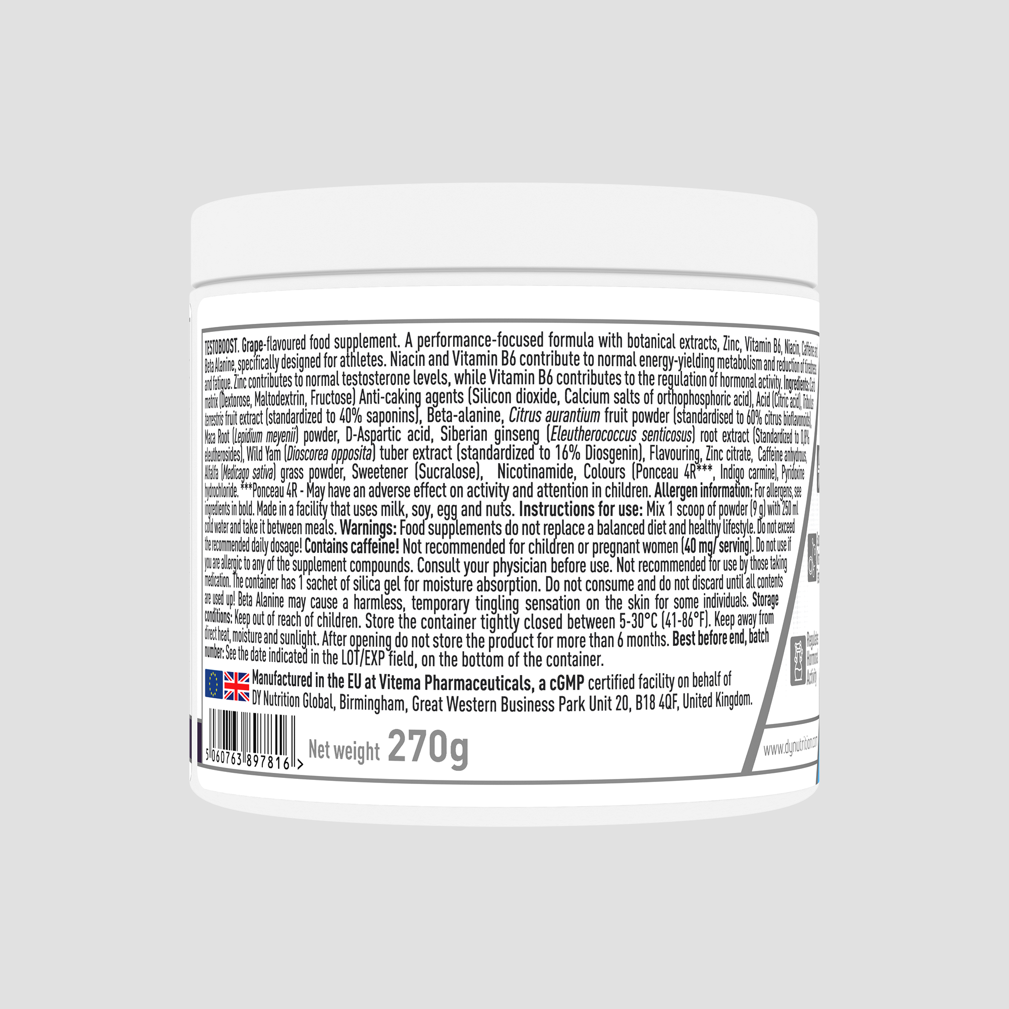 Supliment pentru bărbați, Testoboost, 270g, 30 de serviri